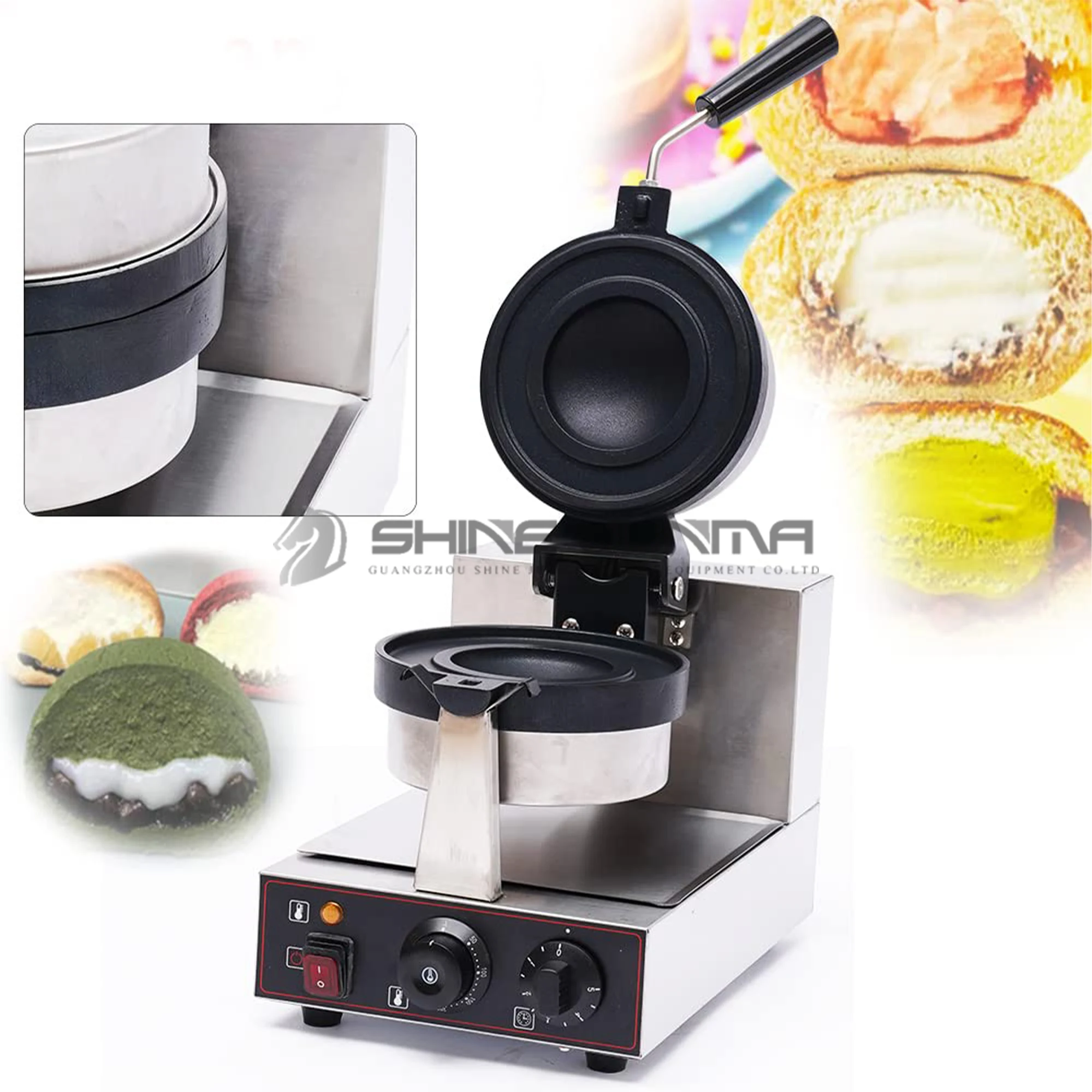 220V UFO Hamburger Ice Cream Panini Press Waffle Maker Automatic Waffle Machine Belgian Commercial Burger Waffle Maker