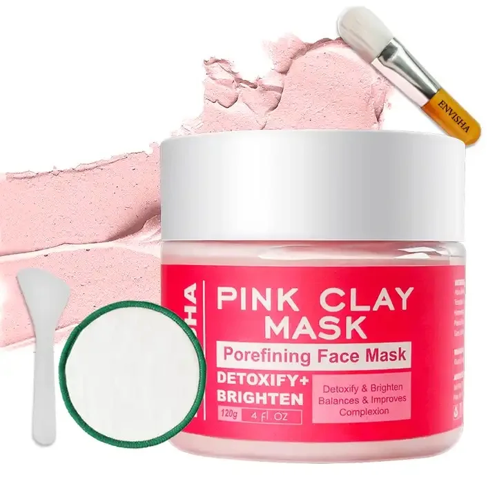Private Label Hydrating Brighten Detox Shrink Pores Smooth Face Kaolin Rose Pink Clay Mask