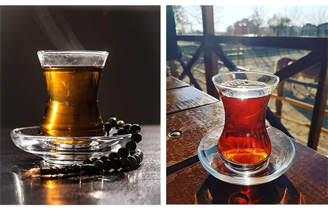 Factory Wholesale Arabic Tea Glass Cup Moroccan Turkey Black Tea Glass Cup With Saucer