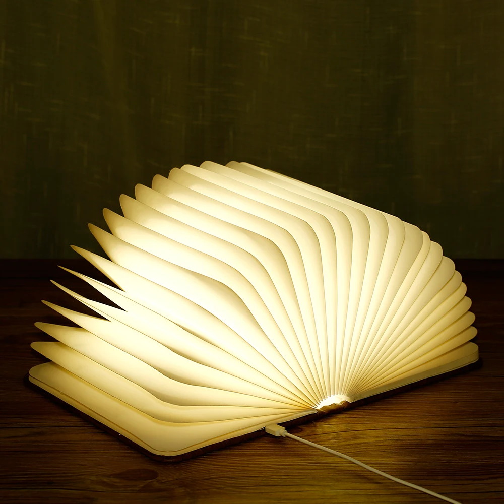 
ZRWK07 Led Mini Wooden Folding Rechargeable Book Light Night Light USB Book Shape Foldable Led Lamp 