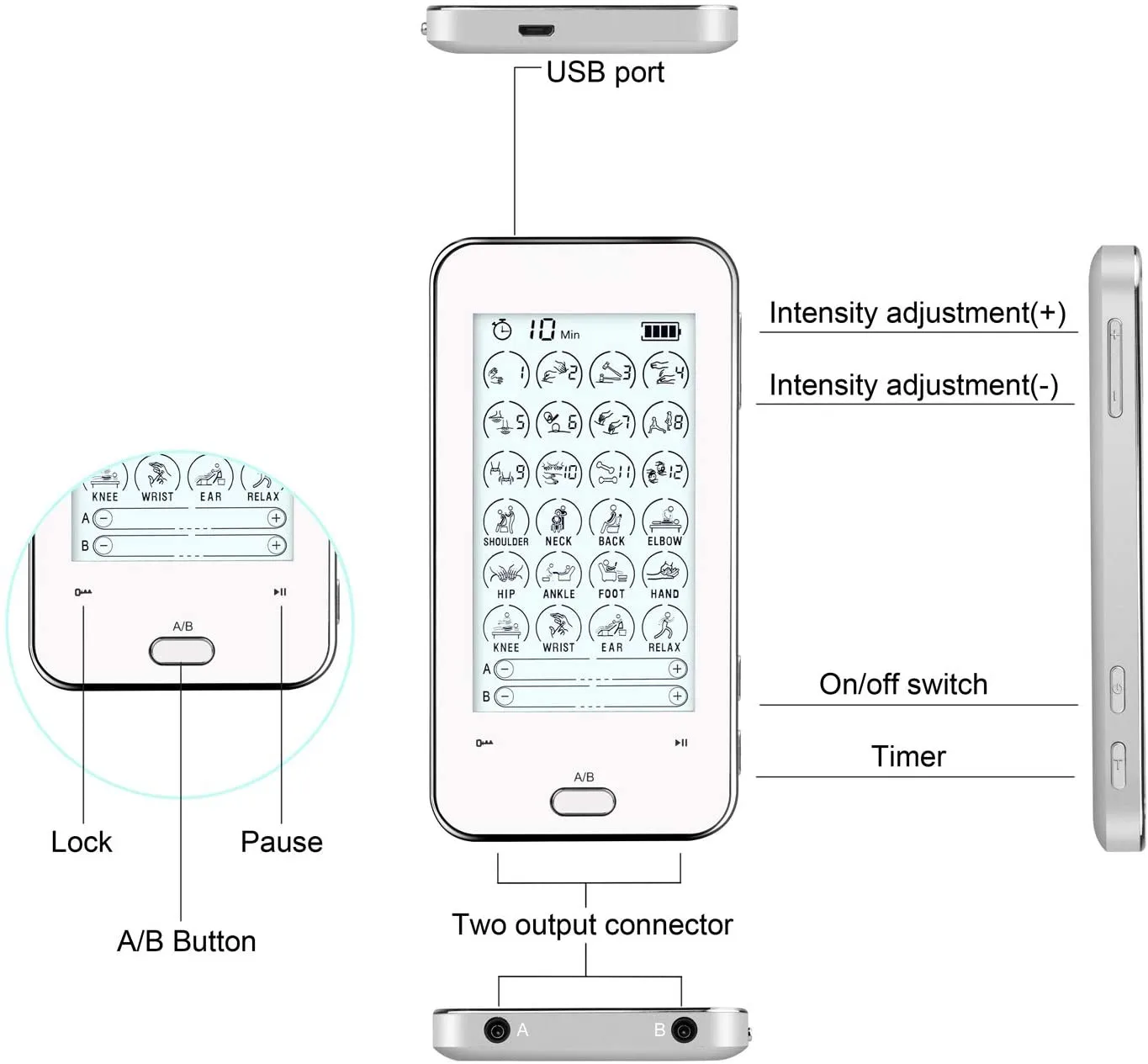 Digital Therapy Machine Tens 3000 7000 Tens Unit Massager for relieve pain Tens machine