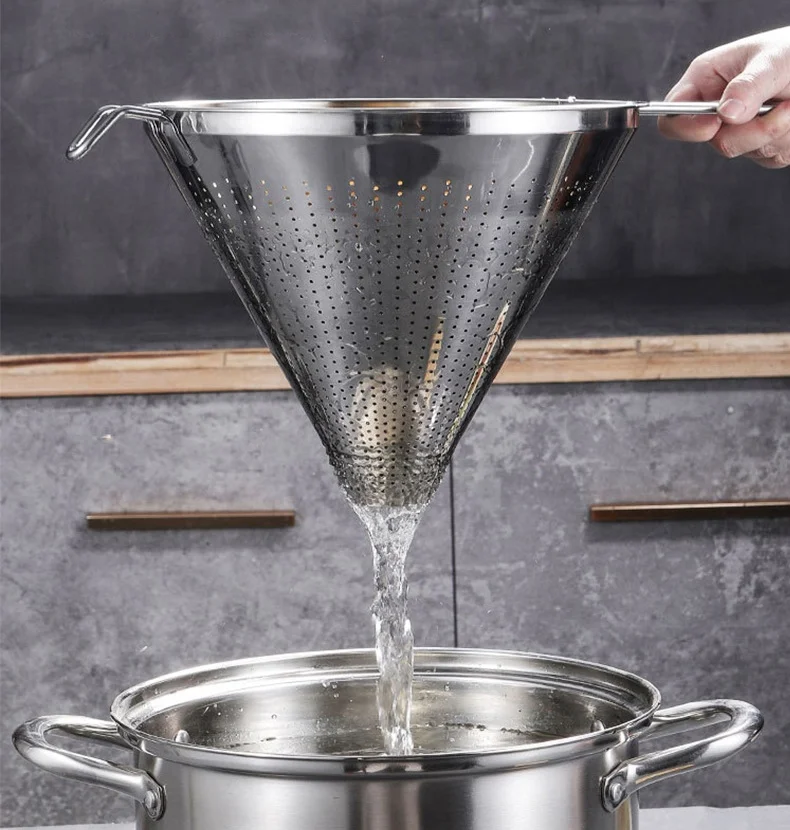 Kitchen Using Stainless Steel Filter Funnel Conical Coffee Tea Dense Hole Spot Wholesale Outdoor Camping Washing sieve
