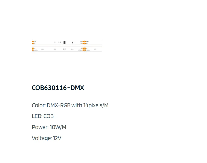 DMX512  RGB LED COB Strip Light 12v LED Flexible Digital Addressable DMX Led Strip