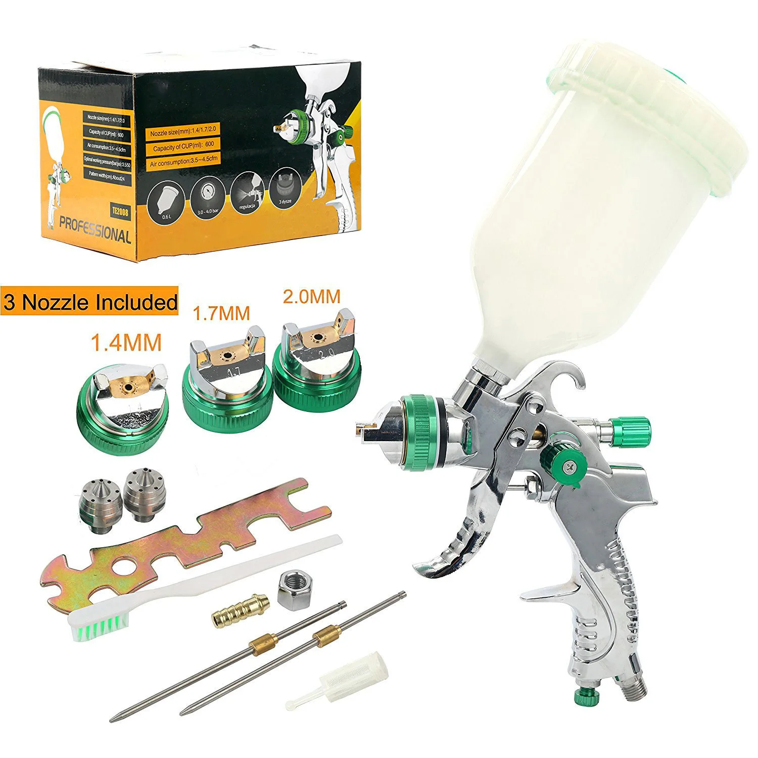 Spray gun three-piece auto repair spray gun 1.3/1.4/1.7 high atomization spray gun gravity type