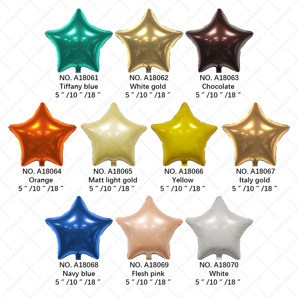 New Soild Color 18 Inch Star Foil Balloons Factory Direct Event Party Decoration 18 Inch Five-pointed Star Aluminum Foil Balloon