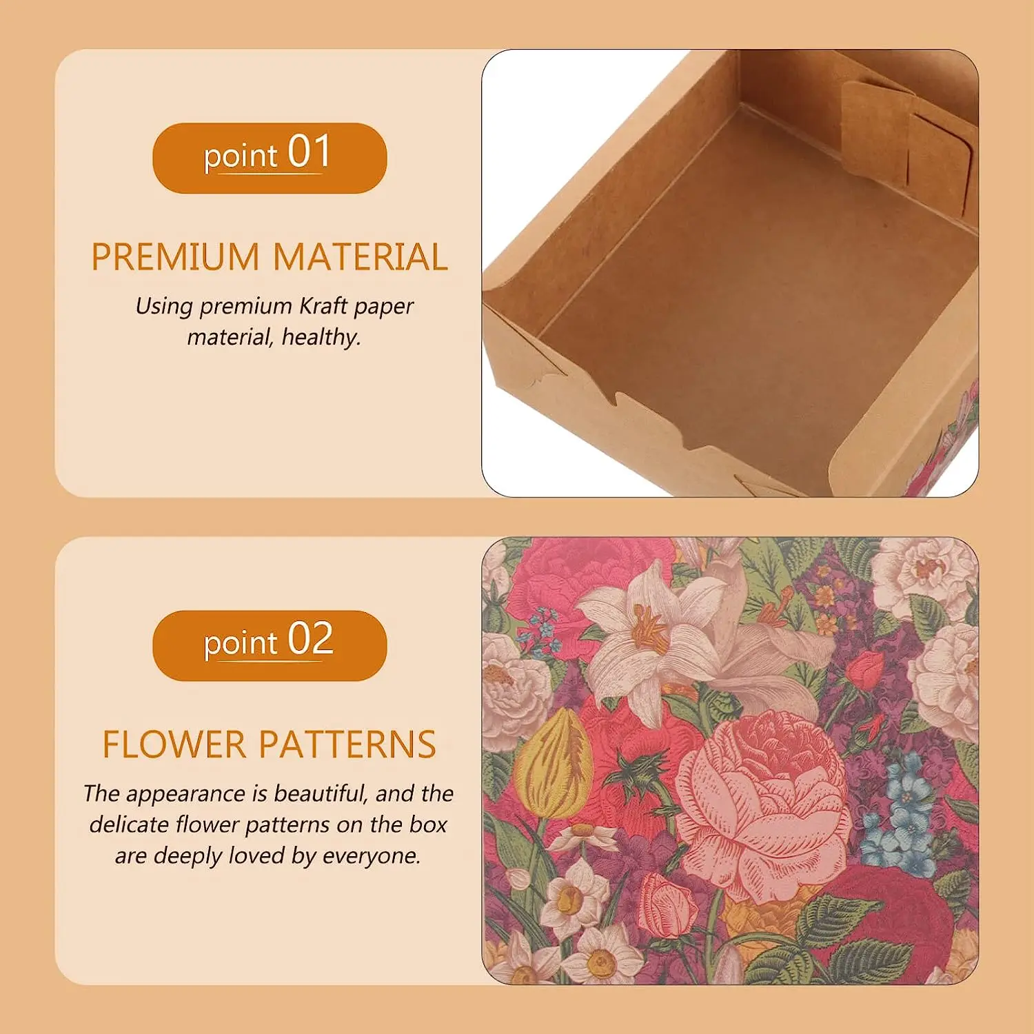 Bakery Boxes Kraft Paper Cookie Treat Boxes Muffins Chocolate Brownies Cupcake Take Out Boxes for Cake Pastry