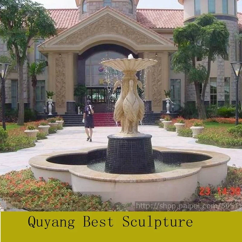 Villa Decor Granite Crane Statue Garden Marble Water Fountain Sculpture