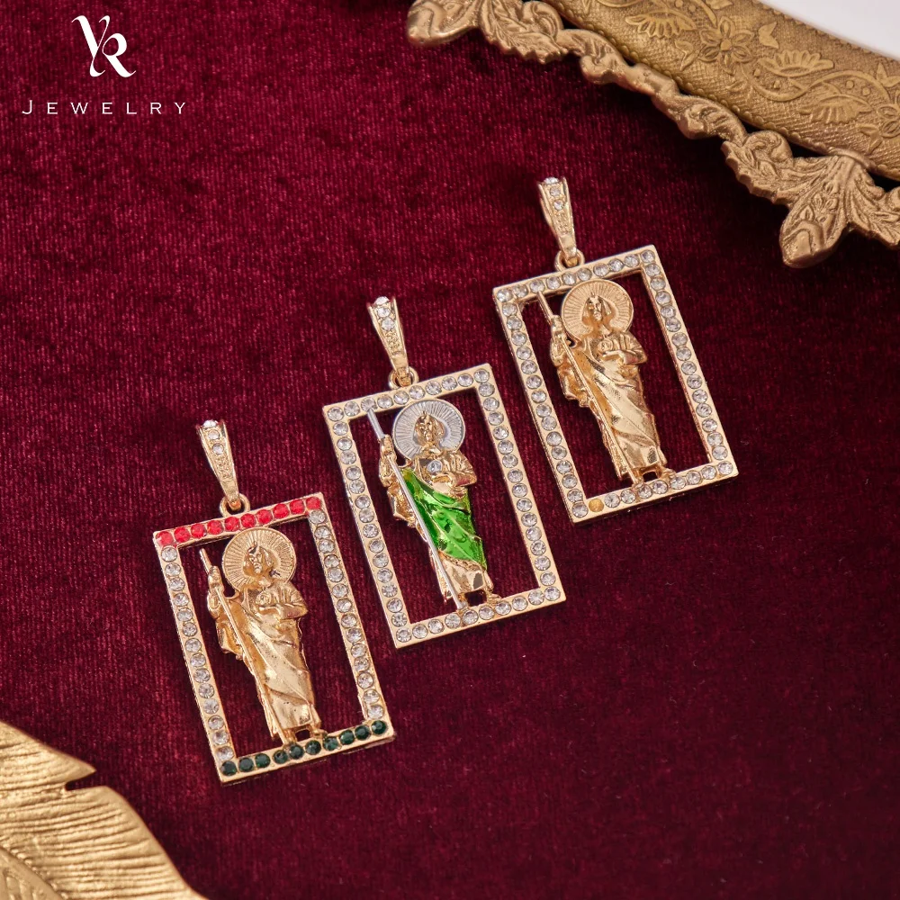FP1151 Oro laminado 18k позолоченные слоистых Cz Micro Святой Иуда Сан Tadeo кулон мужские ювелирные изделия