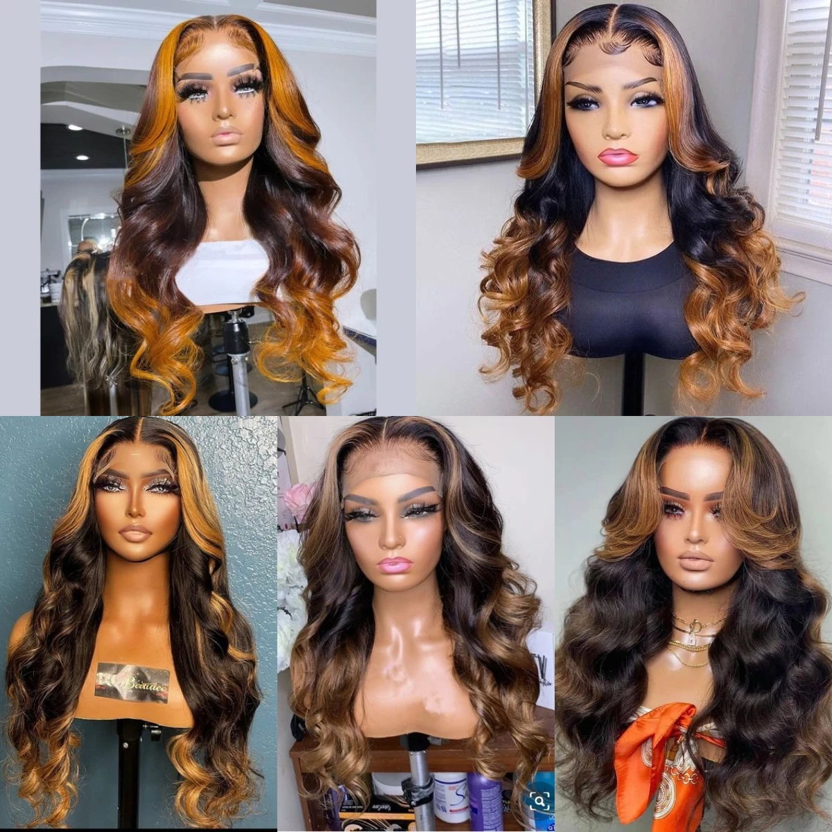 Wholesale Glueless HD 13x4 Lace Frontal Wig Human Hair Vendors 250 Density Highlight Golden Brown Raw Curly Wigs For Black Women