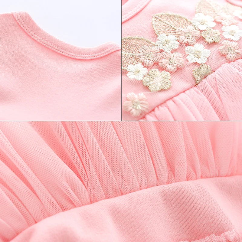 
Lace Cake Smash Dress Tulle Party Pageant Dress Toddler Kids Baby Girls Long Sleeve Layered Dress 100% Cotton Breathable Flowers 