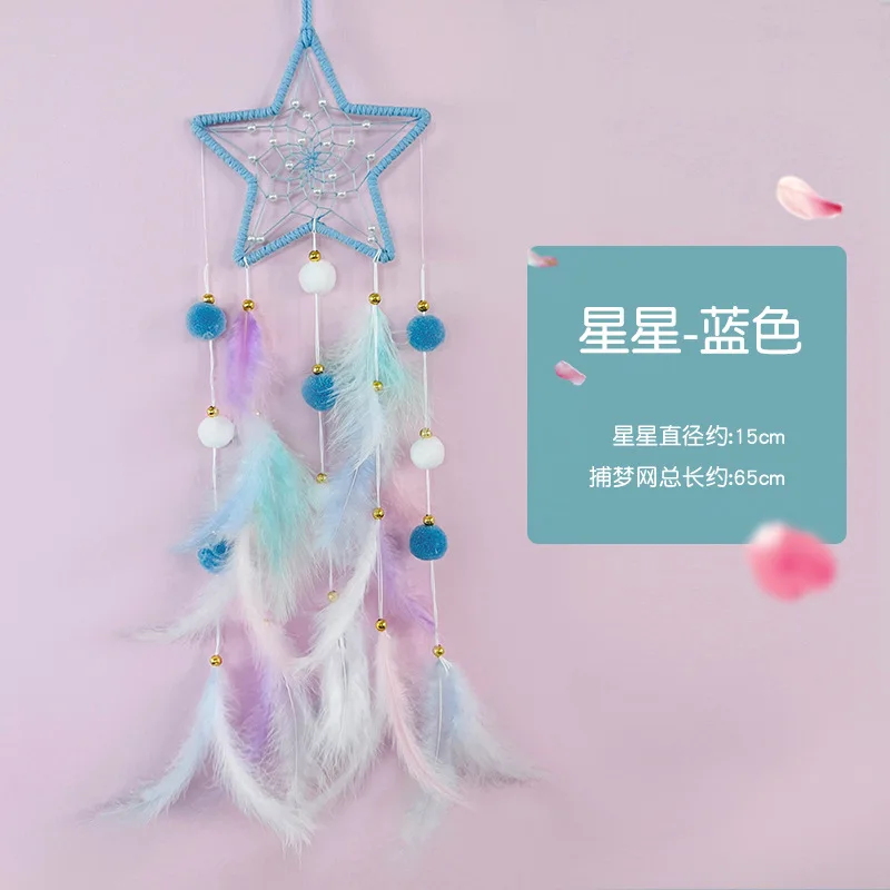 dream catcher feather pendant moon star cat animal shape with led light dreamcatcher for car and home decoration girl gift