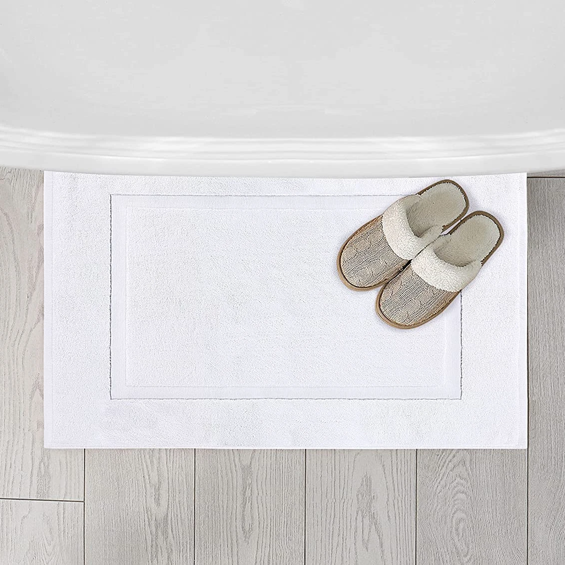 Cotton Banded Bath Mats, 100% Ring Spun Cotton - Highly Absorbent and Machine Washable Shower Bathroom Floor Mat