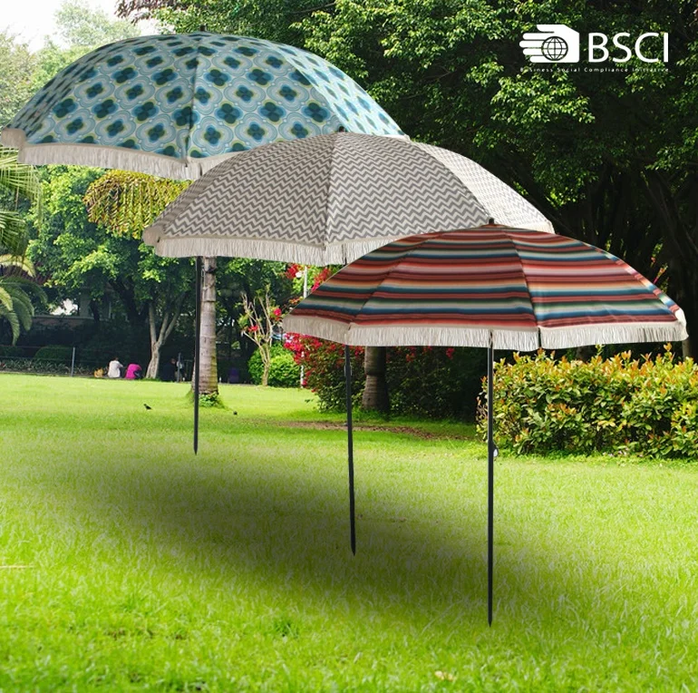 New design high quality macrame beach umbrella with tassels