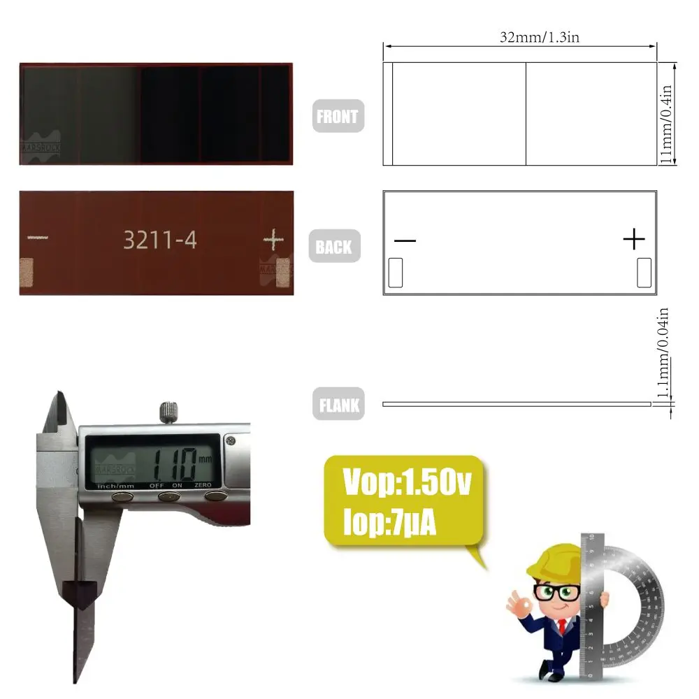 MarsRock 2 В 7 9 UA 32*11 мм Dim Lux аморфный кремниевый солнечный элемент тонкая мини-небольшая солнечная панель для внутреннего освещения любой тусклый свет