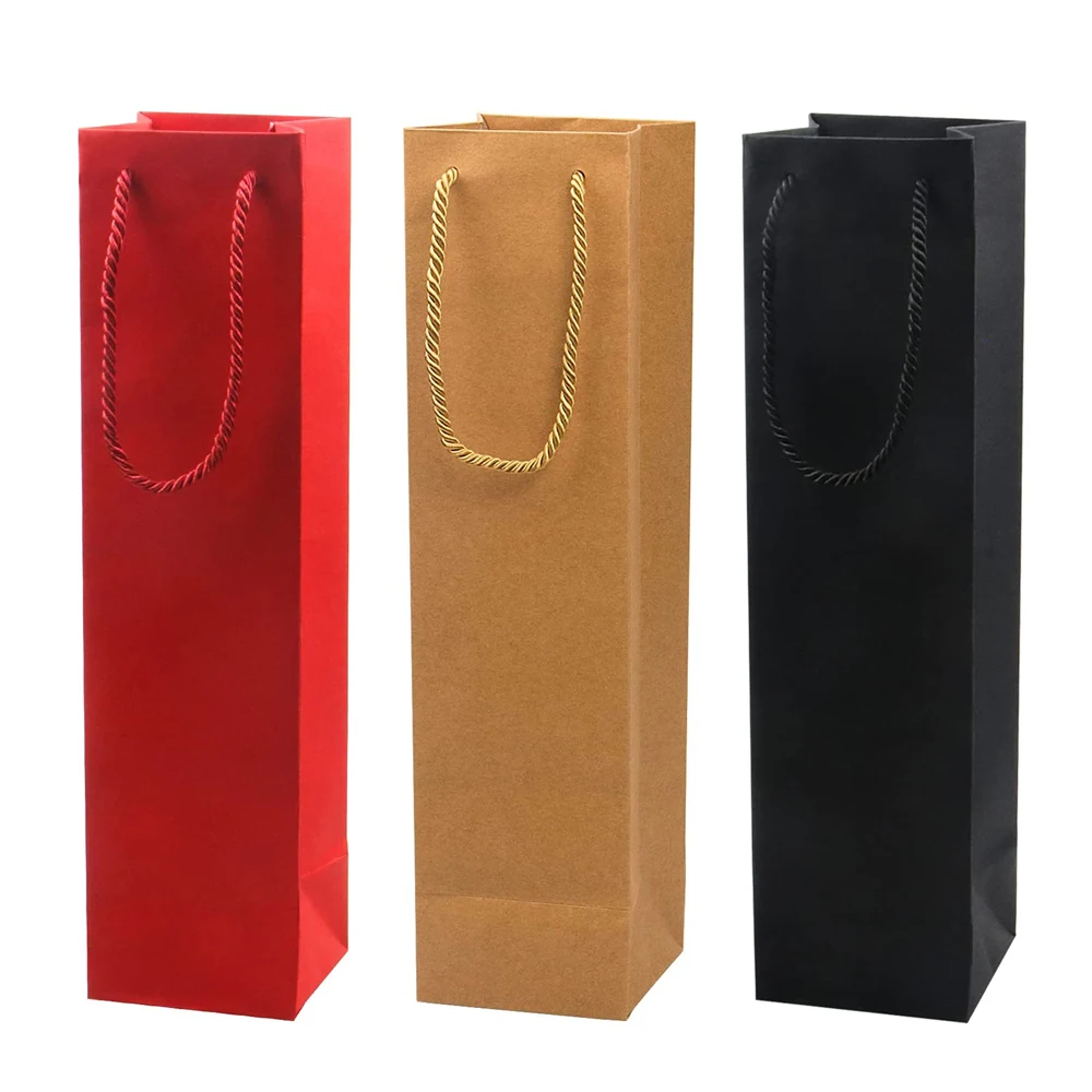 wholesale cheap refillable paper red wine carry gift bag custom logo wine bottle tote pouch reusable wine bulk bags with handle