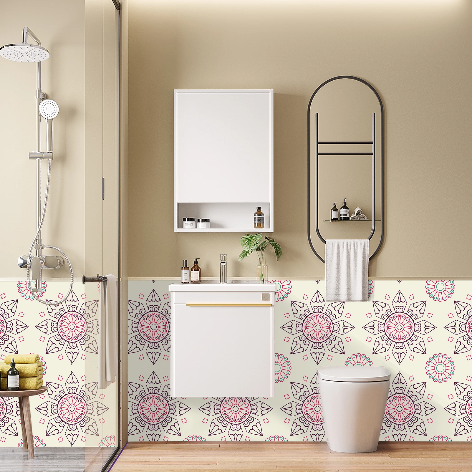 Vinyl Floor Wall Tile Ceiling Sticker Sticky Back Tile Decals for Kitchen Bathroom Self-adhesive Peel and Stick PVC Tile