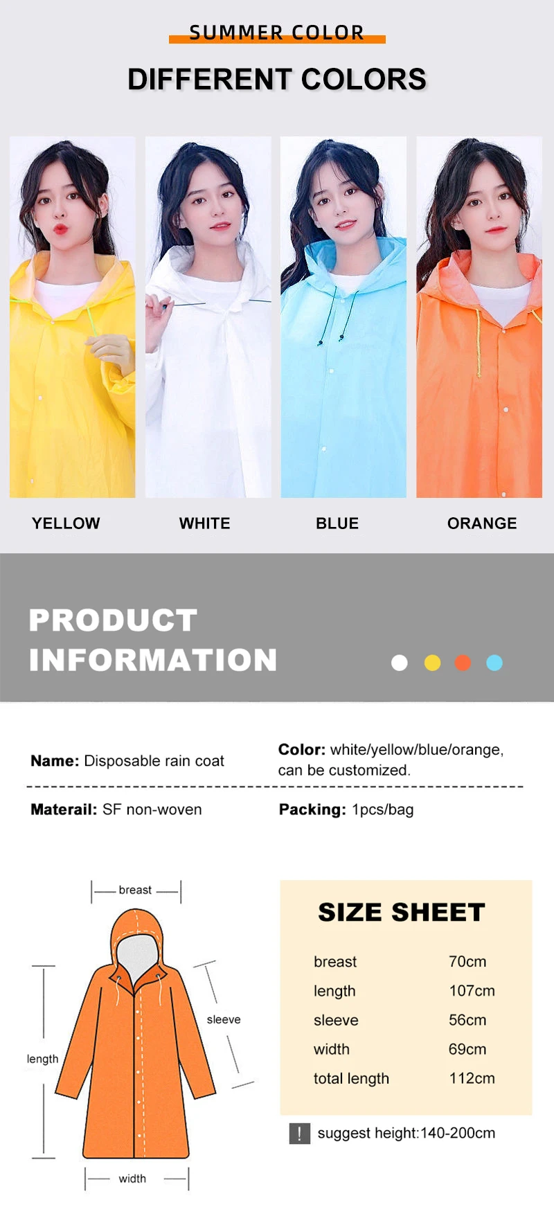 Best Selling High Quality Waterproof Rain Coat Working Poncho Emergency Fisherman Rain Coat Rain Poncho For Work