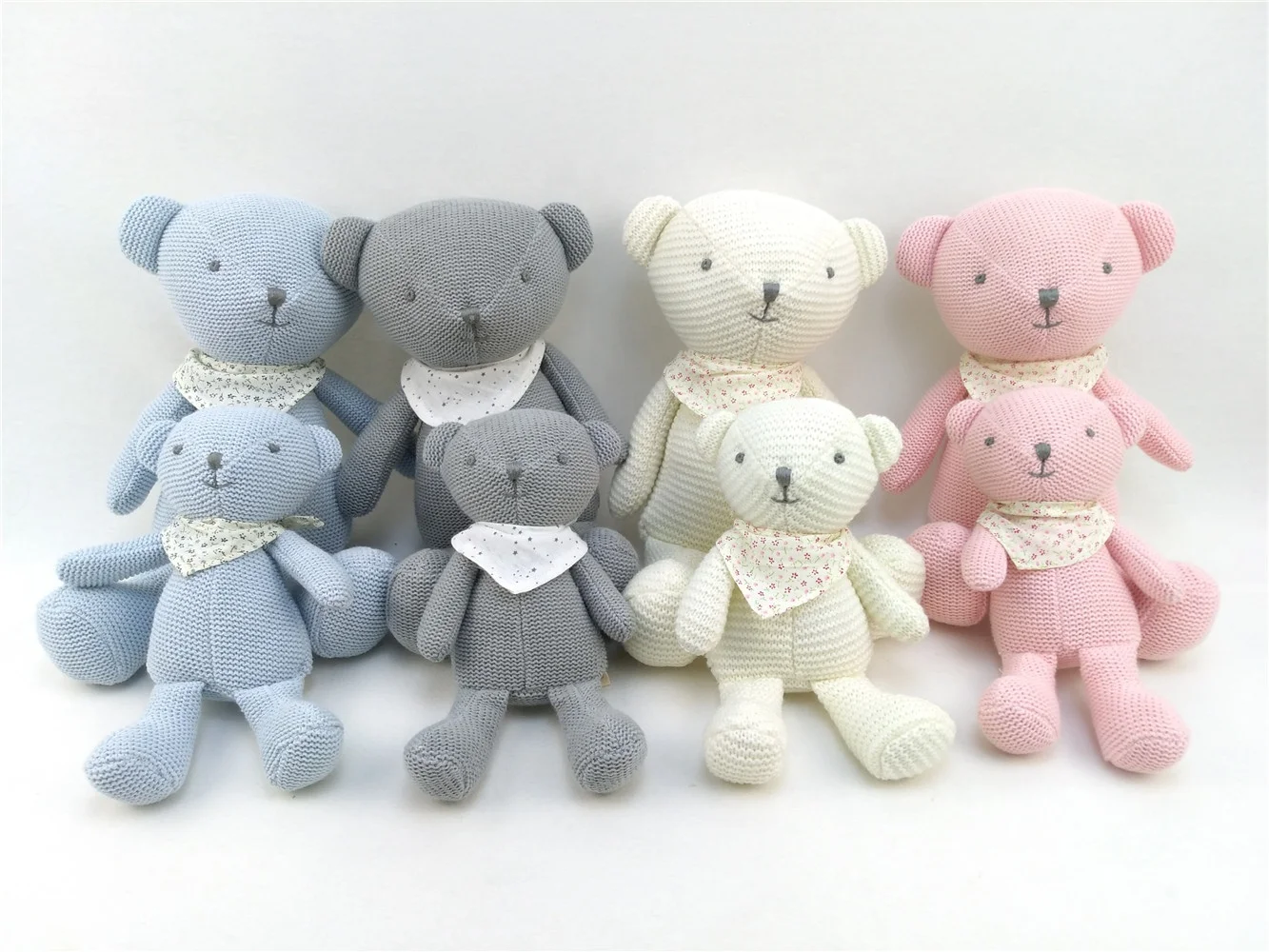 New Style Stuffed Customized Teddy Knitted Bear  Bear with Scarf Soft Cute Plush Toy Bear Custom Color Plush Animal Toy