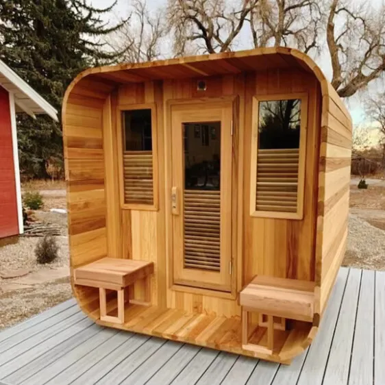 Outdoor Wooden Cube Traditional 6 Person Use Steam Sauna With Steam Generator