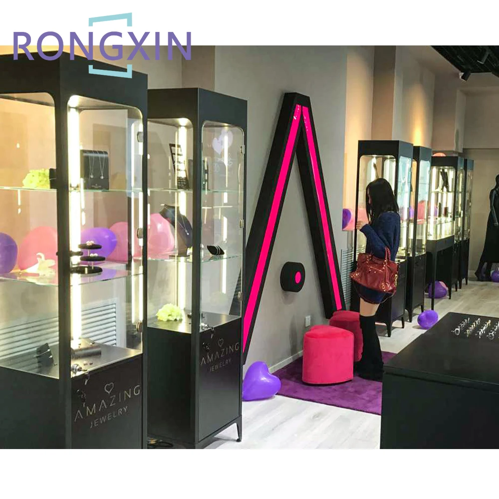 Glass Display Cabinet Jewelry Retail Shop Showcase Cheap Glasses Show case Shelf With Led Light