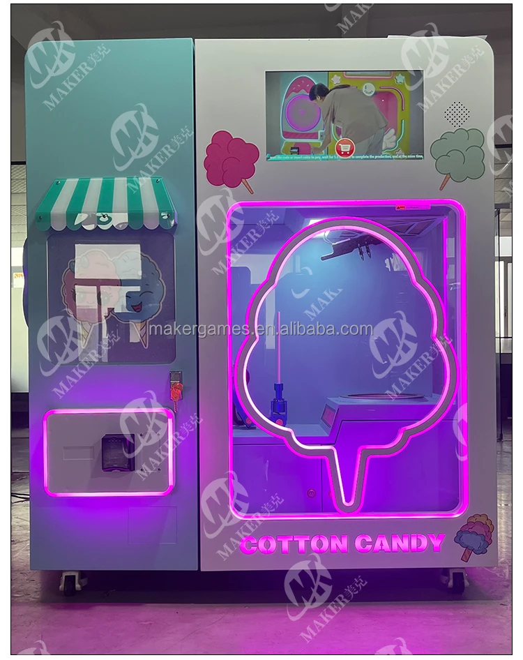Professional Sweet Cotton Candy Sugar Robot Automatic Machine Sugar Cotton Candy Commercial Dispenser Vending Machines
