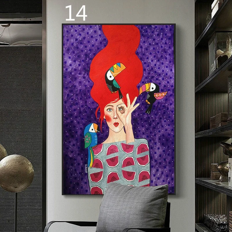 
Abstract Hair Girl Wall Art Canvas Painting Fashion Women Flowers Nordic Poster Wall Pictures For Living Room Decor 