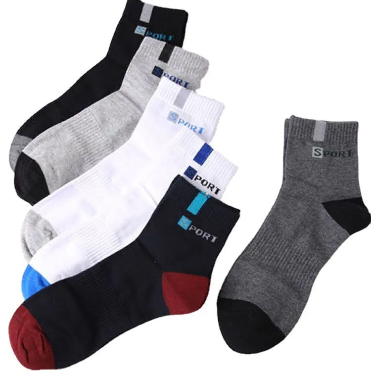 Sport White Socks Men Black Letter Running Custom Basketball Socks Wholesale Custom Logo Outdoor