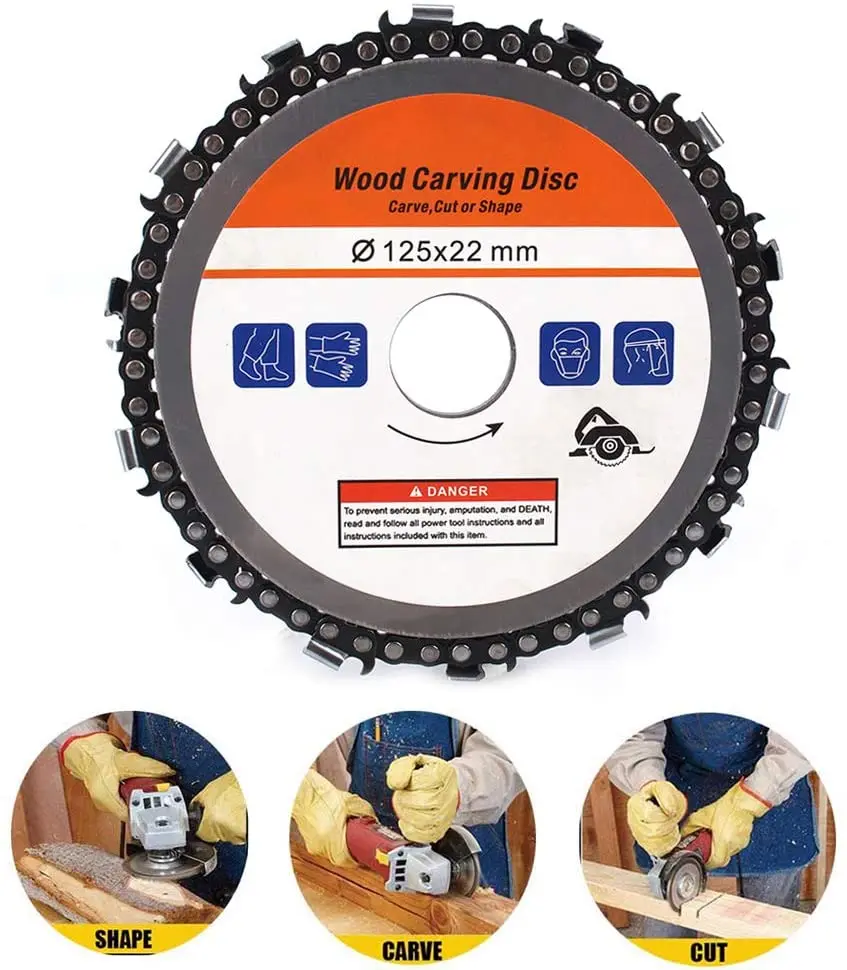 5 Inch Chain Saw Carving Blade Plate 125mm Angle Grinder Disc Shaping Disc For Wood Carving Cutting Engraving Tool 14 Tooth