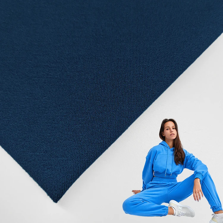 Новый стиль материал ВИСКОЗА французская махровая ткань трикотажная однотонная из полиэстера и спандекса для толстовок/