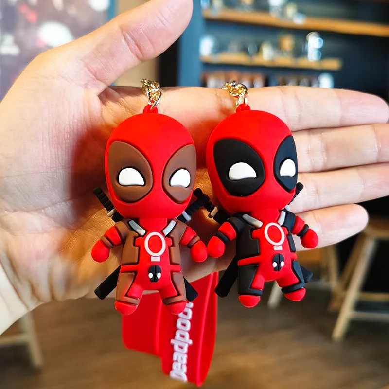 3D мультфильм Deadpools ПВХ брелок из мягкого силикона и резины с металлической автомобильной цепью сумка подарок для кукол сумки энтузиастов