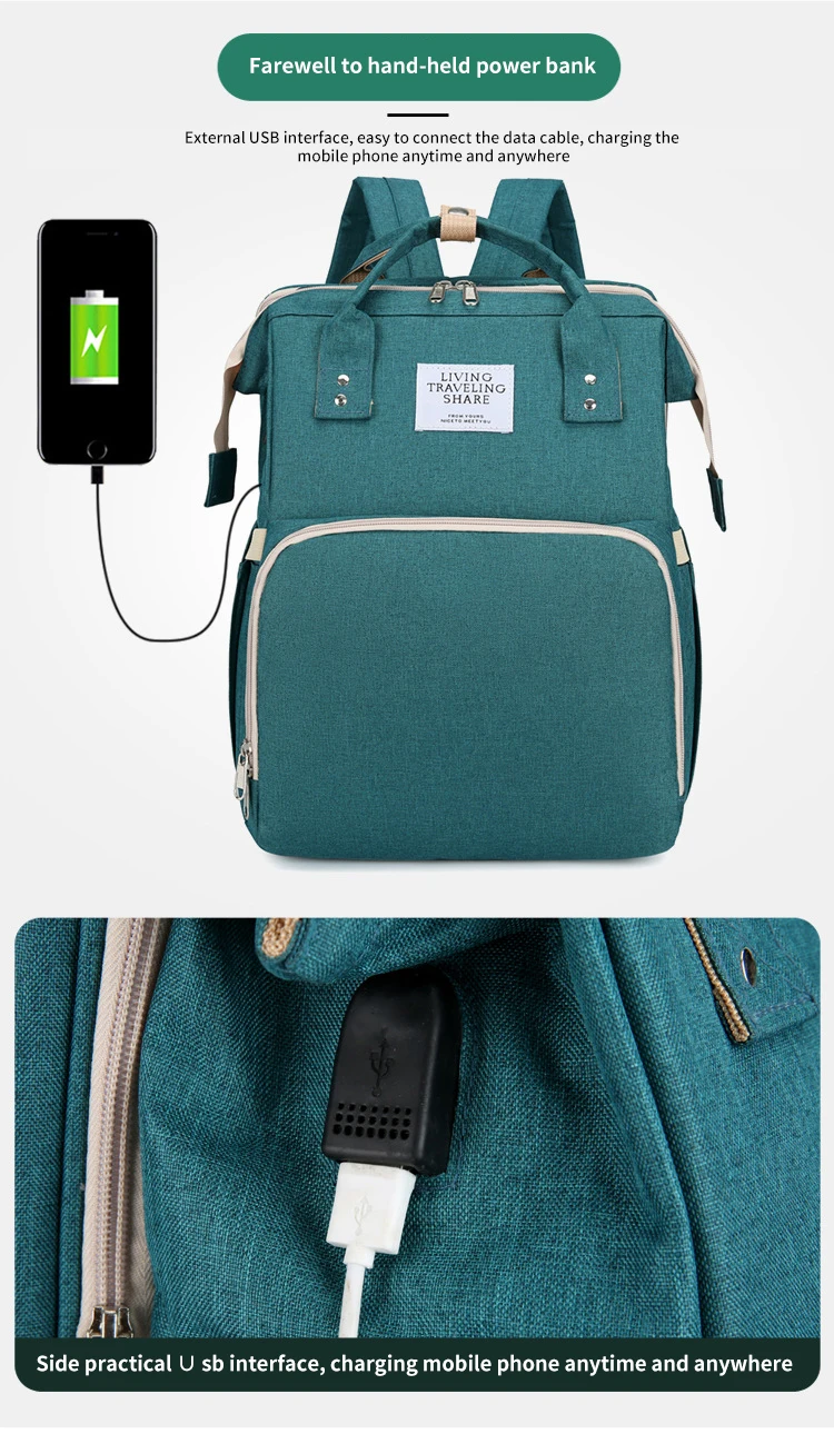 custom large capacity travel mommy expandable waterproof portable baby crib baby diaper backpack