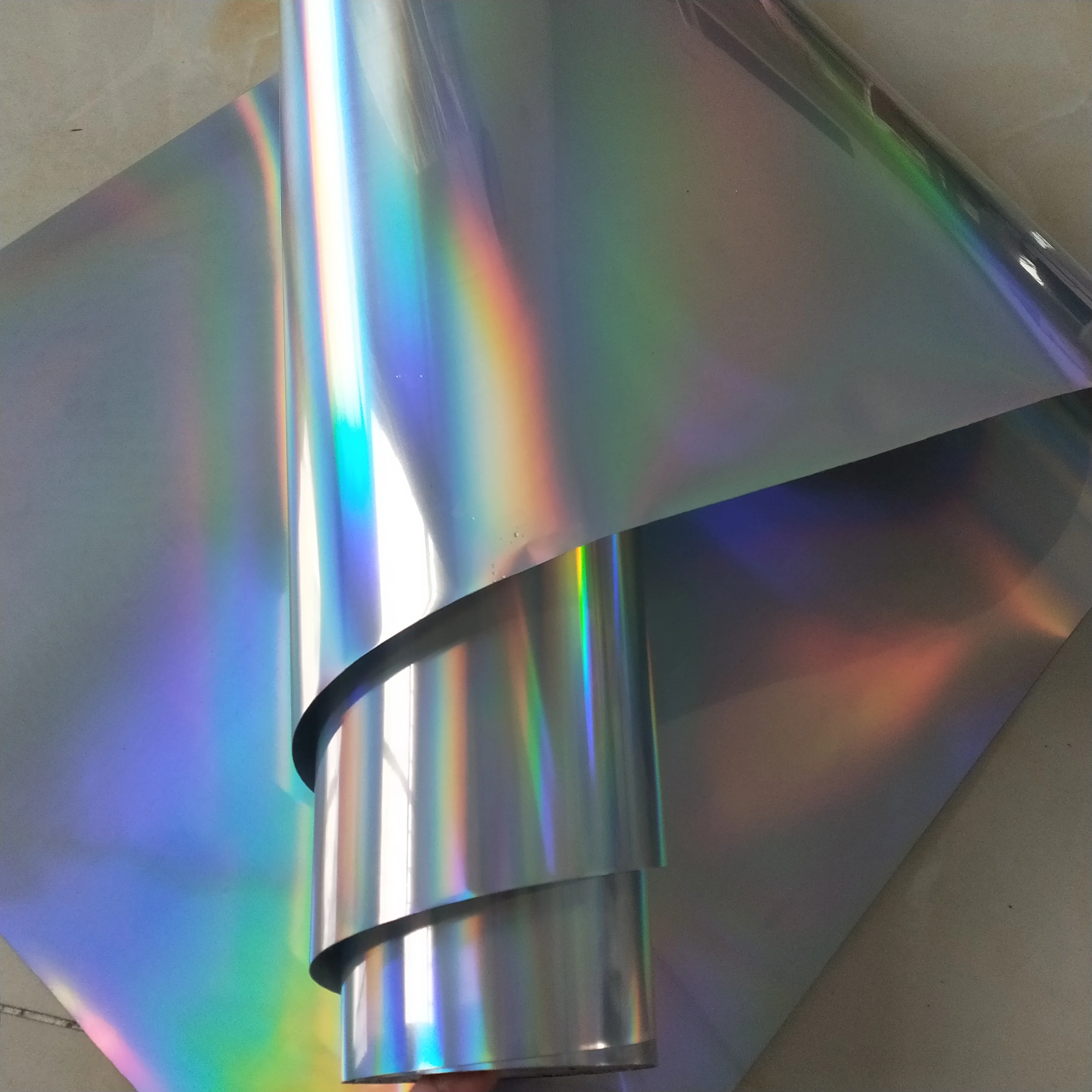 Shiny dazzling Glossy Rainbow Holographic Silver Chrome self adhesive Color Cutting Vinyl