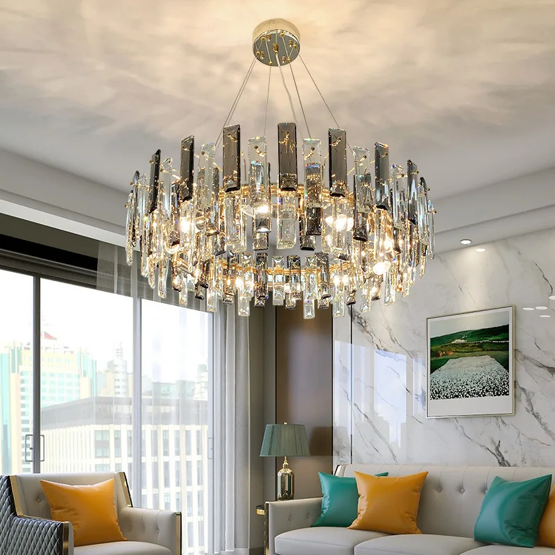 Decorative Luxury Home Crystal Lamp E14 Clear Gray K9 Crystal Chandelier Pendant Lighting