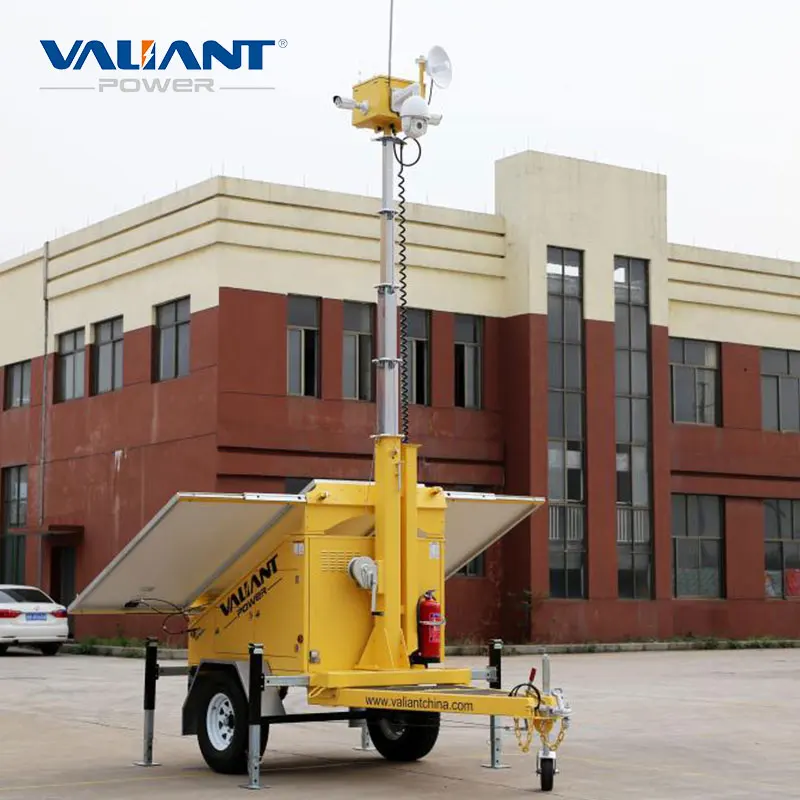 9m Hydraulic Telescopic Mast Light Tower  Mobile Solar Powered Trailer for Construction Site