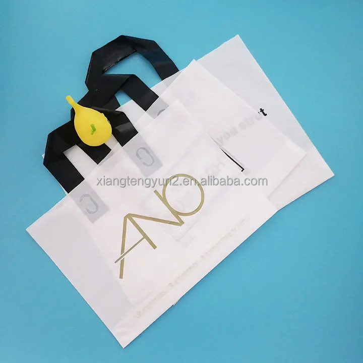 Promotional Logo Printed Packaging shopping plastic bag custom with soft loop handle