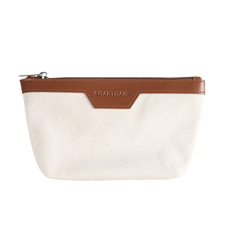 custom waterproof zipper pouch cosmetic bag cotton canvas jute makeup bag canvas pouch toiletry travel makeup cosmetic bag