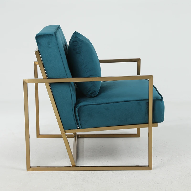 Hot Sale Nordic Modern Living Room Leisure Accent Chair Velvet Fabric Upholstered Cushion Lounge Chair