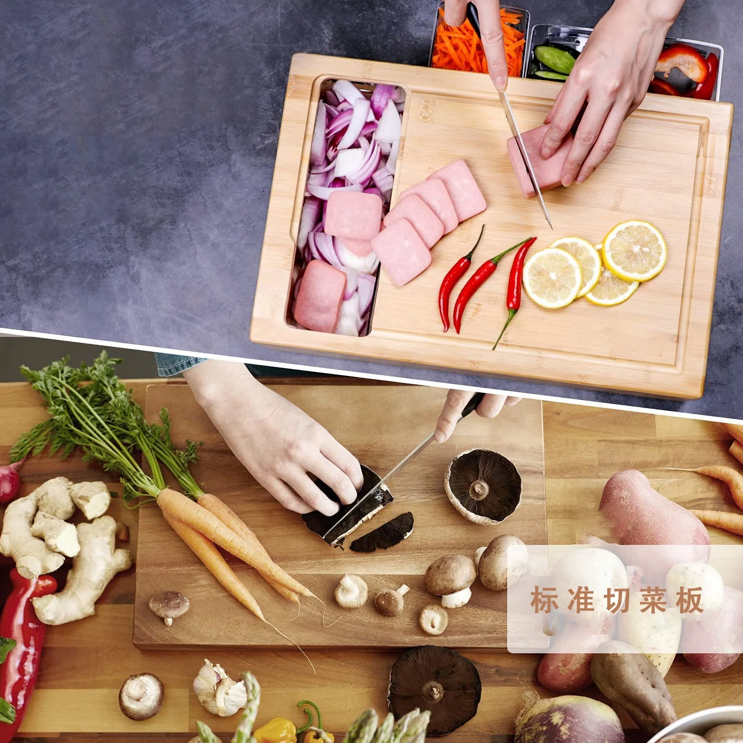 Factory Directly China cheap bamboo cheese cutting board for kitchen chopping block board with tray cutting board with container