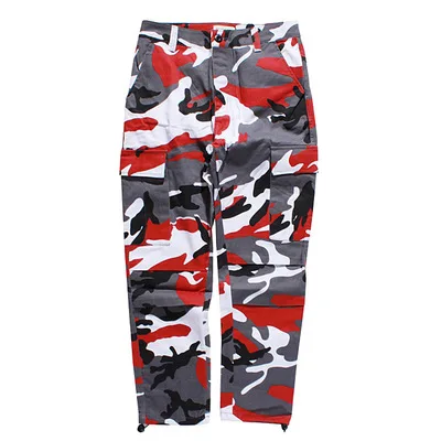 Wholesale Stylish Military Camo Cargo Multi Pocket Camouflage Hip Hop Pants Men