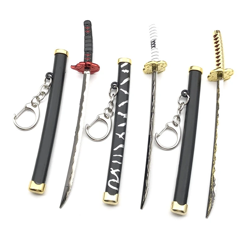 Demon Slayer Sword Keychain Japan Anime Demon Slayer Kimetsu no Yaiba Cartoon Kamado Tanjirou Blade of Ghost Weapons Props Gift