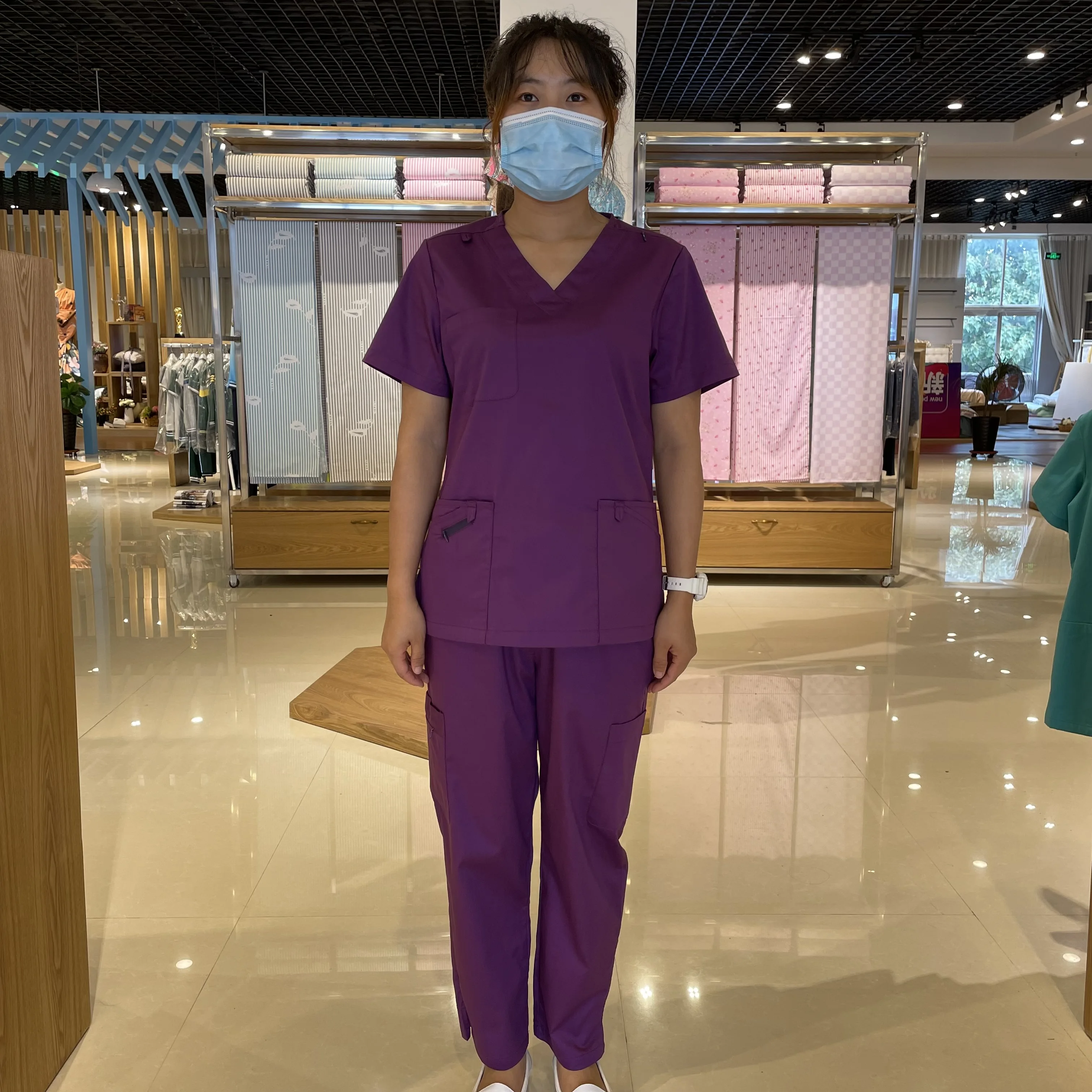 Cherokee Fashion Uniform Scrubs Suit Clinic Scrub Sets Short Sleeve