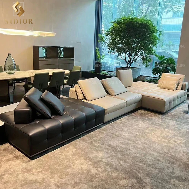 Interior Sofa Italian Furniture Set Modern Sofa Luxury 7 9 12 Seater Modular L Shaped Couch Corner Sectional Leather Sofa