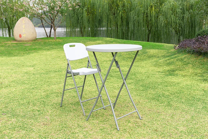 Wholesale durable HDPE  80*110CM Outdoor round banquet plastic portable bar tables