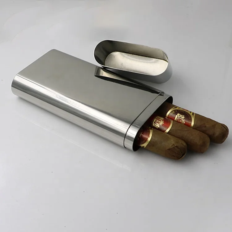 Personalized Engraved Cigar Holder Stainless Steel Cigar Boxes In Bulk Portable Wedding Party Gift Metal Humidors Cigar Cases