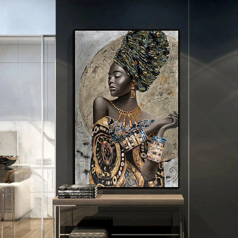 African Graffiti black Indian woman portrait Wall Art Pictures Oil Painting For Home Decor Cuadros Living Room Decoration Canvas