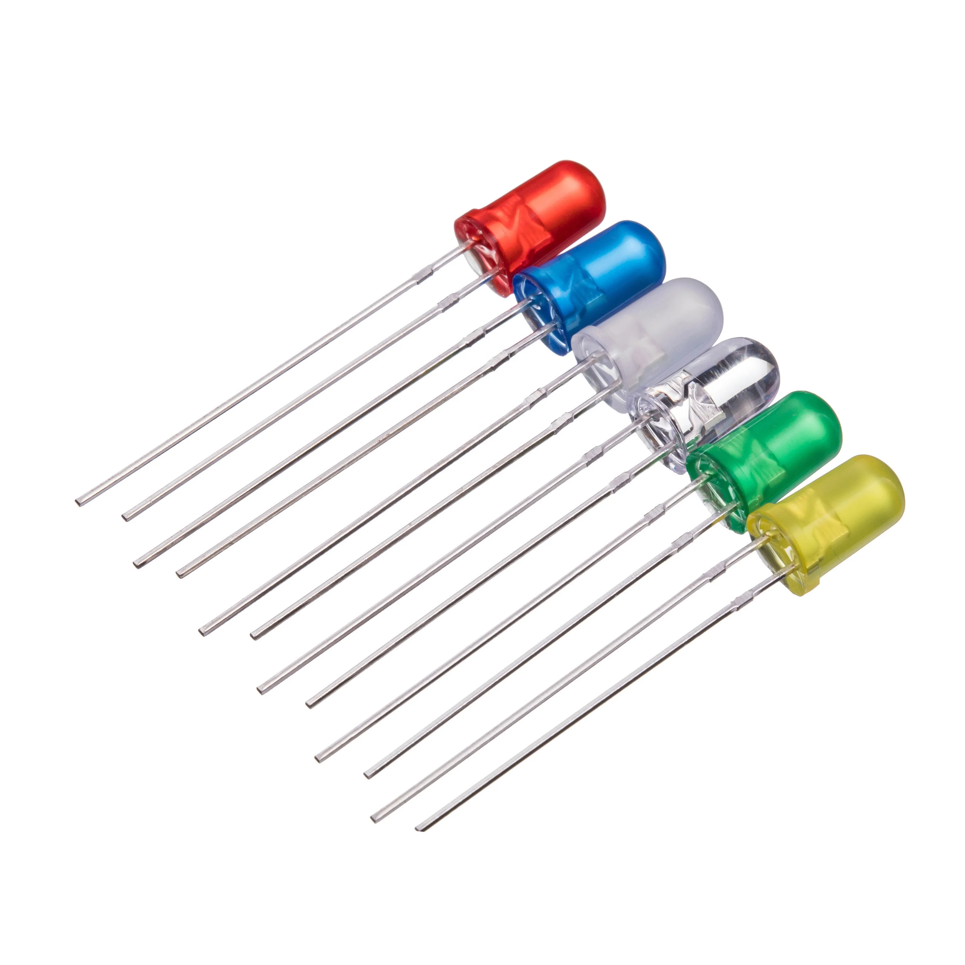 High Brightness 3mm 5mm 8mm 10mm Blue LED In-Line Lamps with Long and Short Feet
