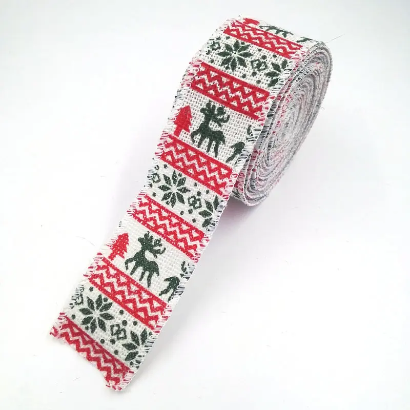 WHOLESALE Christmas Festival Holiday Wedding Party Gift Wrapping Decoration  Printing Jute  Ribbon