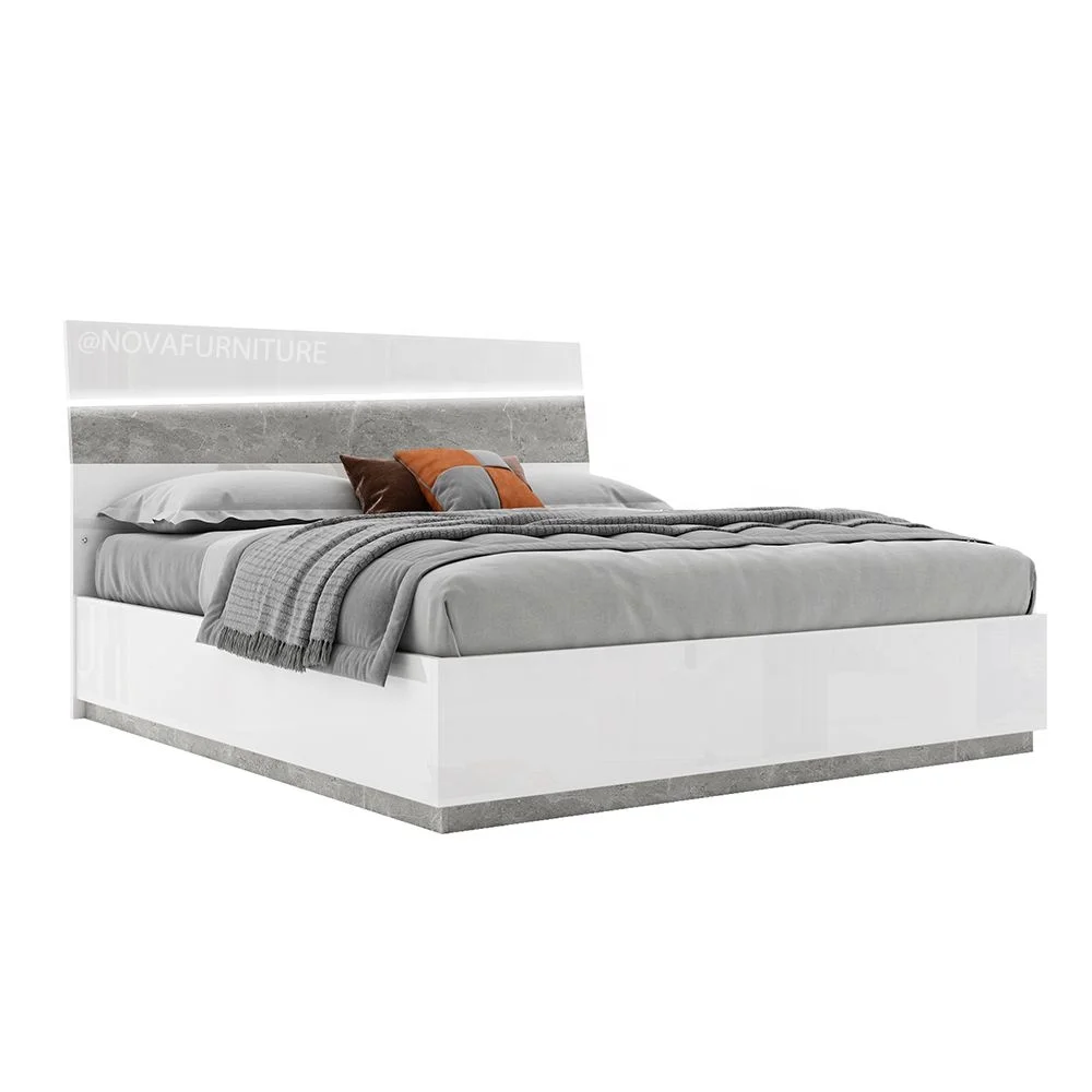 Nova Modern White Double Super king LED Bed Frame With Storage