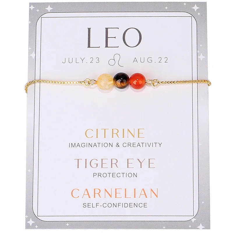 Wholesale Healing Crystal Zodiac Bracelet Spiritual Crystal Zodiac Sign Beaded Bracelets 12 Zodiac Stone Beaded Bracelet