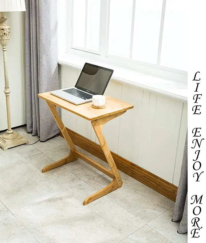 Natural bamboo table movable study reading table